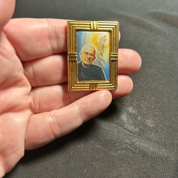 VTG Blessed James Alberione Gold Framed Religious Portrait Magnet - Picture 2 of 4